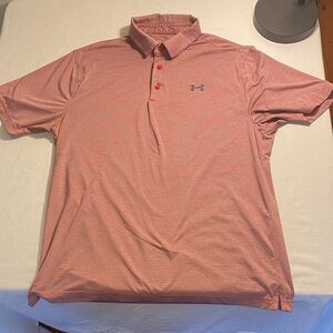 ⛳️ Under Armour Men’s Tech Performance Polo – Coral Heather – Size Large